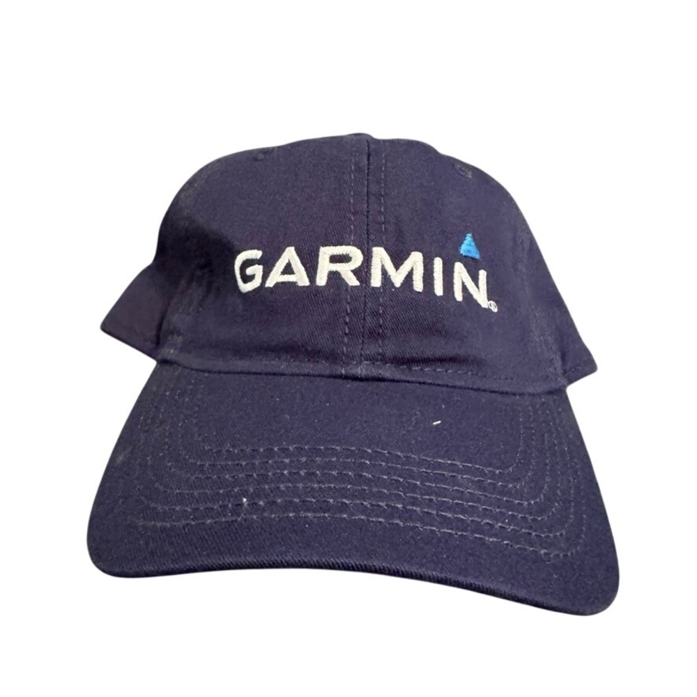 Garmin Navy Blue Baseball Cap Hat Adjustable Cotton Twill Logo Embroidered Mens